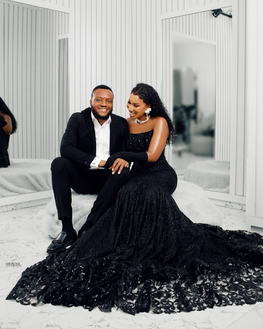 Couple portrait at a wedding reception