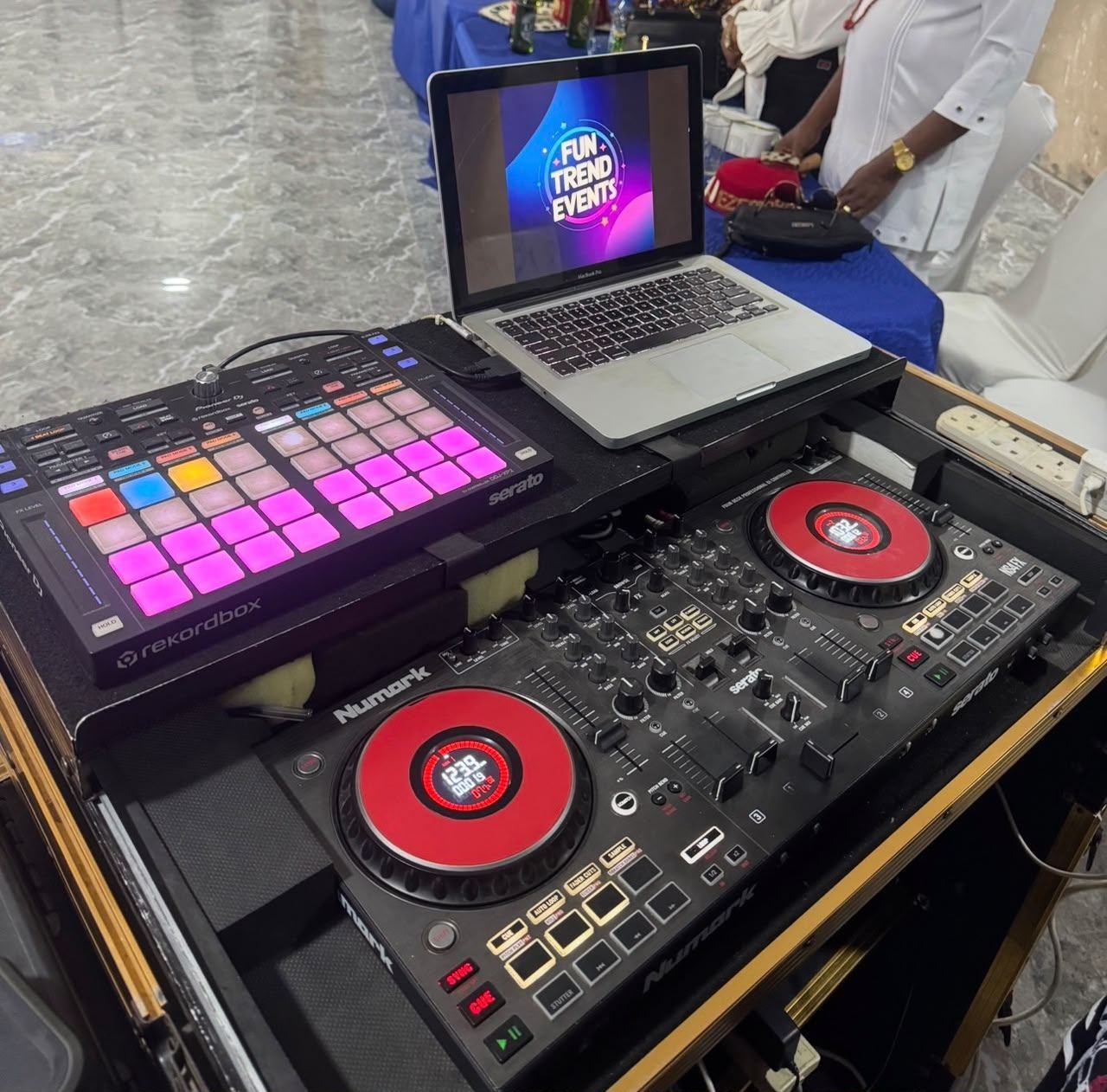 DJ controller running the FUNTREND EVENTS set